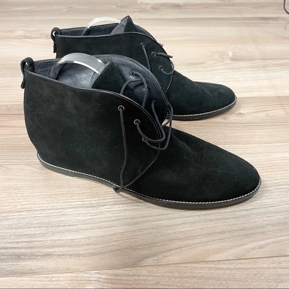 Stuart Weitzman Suede Wedge Lace Up Ankle Boots - Picture 9 of 9